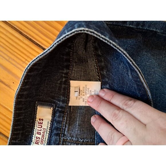 VINTAGE Paris Blues Midi Denim Jean Skirt Front Slit Dark Wash Size 1 - Picture 7 of 8